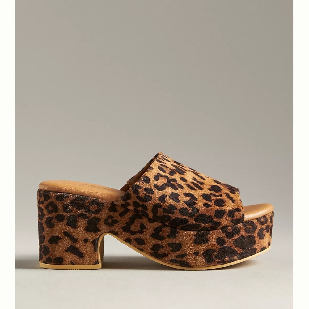 Anthropologie Terry Leopard Mules Suede Clogs - Brand New, Never Worn